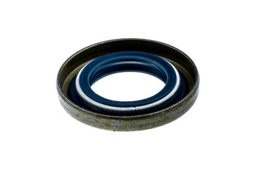 Uszczelniacz wału do pilarek Husqvarna 55, 51, 40, 362XP. Produkt okrągły z metalową ramką i niebieskim uszczelnieniem. Widoczny z przodu, na jednolitym tle, z wyraźnym detalem sprężyny. Służy do ochrony wału przed zanieczyszczeniami.