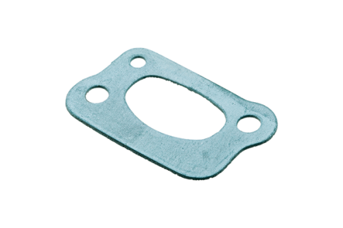 Uszczelka gaźnika pilarki 266 Husqvarna, w kolorze błękitnym, wykonana z gumy, o prostokątnym kształcie z dwoma otworami montażowymi. Widok z góry na leżący produkt na jednolitym tle, bez dodatkowych akcesoriów.