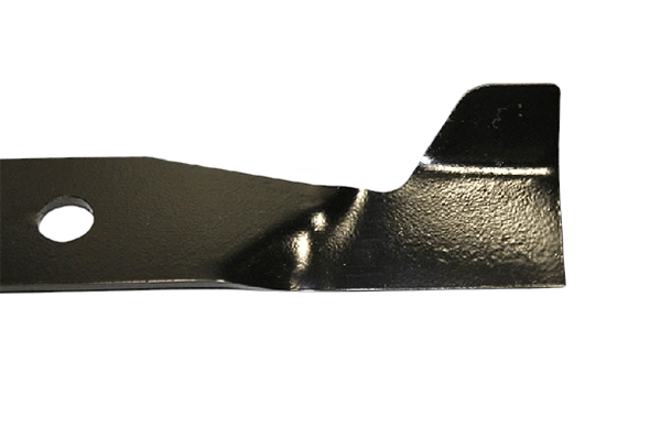 Nóż kosiarki Alko 31,3 cm, czarny, metalowy z błyszczącą powierzchnią, prosty z zaokrąglonym końcem i otworem do mocowania, idealny do precyzyjnego cięcia trawy.