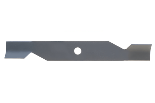 Nóż do kosiarki Fevill o długości 36 cm, wykonany z metalu, w kolorze szarym. Zawiera otwór montażowy oraz ostre końcówki do precyzyjnego koszenia trawy. Zdjęcie ukazuje nóż w pozycji leżącej, na prostym tle.