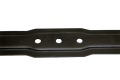 Nóż do kosiarki akumulatorowej Bosch Rotak 37 cm w kolorze czarnym, ukazany z góry. Metalowa konstrukcja z trzema okrągłymi otworami umiejscowionymi wzdłuż krawędzi. Prosta forma, gładka powierzchnia, przeznaczony do montażu w urządzeniu.