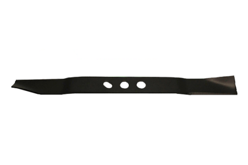 Nóż do kosiarki Nac LP40-300 XG410SS, długość 39.8 cm, wykonany ze stali, matowy, czarny. Zbliżenie na nóż z wyraźnymi otworami montażowymi, prezentowany na prostym białym tle.