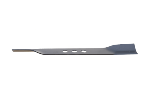 Nóż do kosiarki spalinowej NAC C4001 o długości 39,5 cm, wykonany ze stali, w kolorze srebrnym. Prosty, smukły kształt z trzema otworami mocującymi. Ujęcie frontalne, ukazujące pełną długość ostrza bez tła.