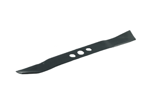 Nóż do kosiarki spalinowej o długości 40 cm, wykonany z metalowego materiału, z trzema widocznymi otworami na przymocowanie. Produkt leży poziomo na prostym tle, z wyraźnie zaznaczoną krawędzią tnącą i zaokrąglonym końcem.