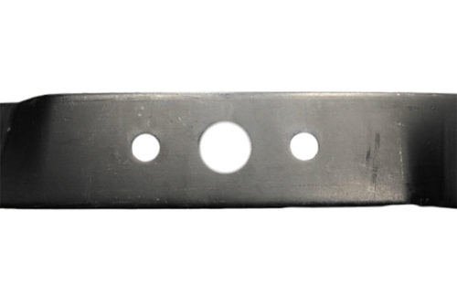 Nóż kosiarki Simplicity, prawy mielący, wykonany z metalowego materiału, z trzema otworami montażowymi. Ujęcie frontalne, ukazuje gładką powierzchnię oraz prostokątny kształt. Idealny do zamontowania w kosiarce o szerokości 41 cm.
