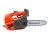 Pilarka Husqvarna T525 w kolorze pomarańczowym z szarymi elementami, widoczna z boku, z wyeksponowanym łańcuchem na stalowej prowadnicy z logo Husqvarna. Ergonomiczny uchwyt, duża osłona, przeznaczona do precyzyjnego cięcia w ogrodzie.