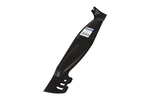 Nóż kosiarki Husqvarna LC353V, 53 cm, czarna stal, gładka powierzchnia, wyprofilowane krawędzie, etykieta i otwory montażowe, leżący poziomo na białym tle.