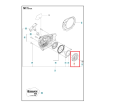 Koło linowe pilarki Husqvarna 545/565/572XP, metalowe, okrągłe, z widocznym logo Husqvarna. Ujęcie z boku, zbliżenie na szczegóły konstrukcyjne. Produkt pokazany na jasnym tle, podkreślający jego mechaniczne detale i mocowania.