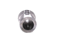Adapter noża do kosiarki Husqvarna LC 353V / LC 353 VI w kolorze metalicznym, o cylindrycznym kształcie i z wyżłobieniami. Zdjęcie wykonane z bliska, pokazujące wnętrze adaptera. Tło białe, co podkreśla szczegóły produktu.