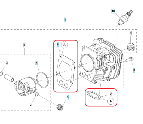 Zestaw uszczelek do pilarki Husqvarna T540 XP/T540 XP II, składający się z dwóch uszczelek o formie prostokąta z wycięciami. Zestaw w kolorze szarym, wykonany z materiału o gładkiej fakturze. Widok z boku ukazuje detale wycięć.