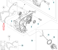 Zestaw szarych gumowych uszczelek do pilarki Husqvarna T540 XP/T540 XP II o różnych kształtach, z widocznym detalem i wzorem, przedstawiony w układzie z dołu z numeracją.