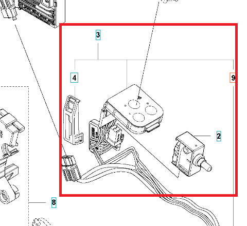 Złącze akumulatora do pilarki Husqvarna 330i i dmuchawy 325iB, przedstawione w zbliżeniu. Elementy: dwa akcesoria do podłączenia z widocznymi złączami. Na dominującym tle, z najważniejszymi detalami technicznymi jasno widocznymi.