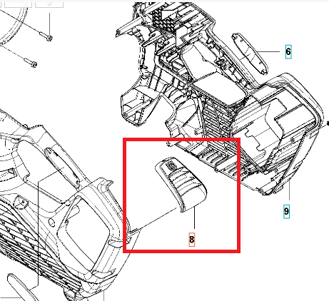 Osłona dmuchawy 120iB Husqvarna, w kolorze czarnym, z wyraźnym logo. Widok z boku, ukazujący kształt osłony oraz detale mocowania. Produkt umieszczony na technicznym tle, z oznaczeniami elementów. Całość w układzie zamontowanym w urządzeniu.