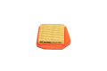 Filtr powietrza do wykaszarek Stihl FS120/200/250/300/350, prostokątny, z żółtą górą w żeberka i pomarańczowym dołem, z napisem STIHL i symbolem, na białym tle.