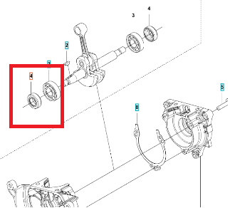 Uszczelnienie dmuchawy 525BX/pilarki 543XP Husqvarna, okrągły element w kolorze srebrnym, z widocznymi wymiarami, zamontowany w obudowie. Zbliżenie na detale mocowania oraz kształt uszczelnienia, pokazujące charakterystyczną fakturę.