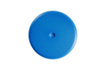Przycisk głowicy żyłkowej Husqvarna T35 w intensywnym niebieskim kolorze, okrągły, gładki, z centralnym otworem. Produkt widoczny na białym tle, w pozycji leżącej, bez dodatkowych akcesoriów.
