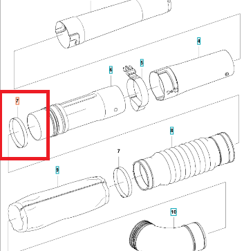 Zacisk dmuchawy 550iBTX Husqvarna, okrągły, czarny, wykonany z trwałego, połyskującego plastiku, z widocznymi detalami mocowania, przeznaczony do dmuchawy Husqvarna.