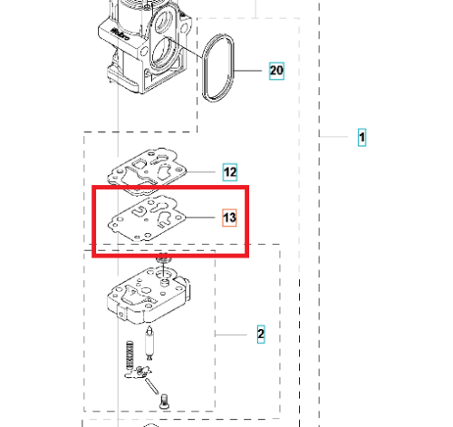 Uszczelka dmuchawy 170BT/578BTF Husqvarna na białym tle, z ciemnoszarą fakturą, otworami montażowymi i wycięciami pod przewody, bez dodatkowych elementów i napisów.