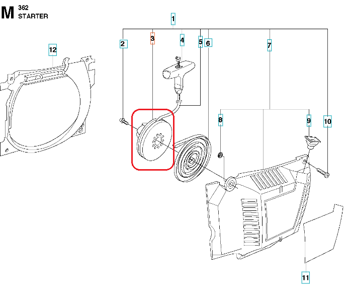Koło linowe do pilarki Husqvarna 362/390XP/372XP w kolorze czarnym, o okrągłym kształcie i perforowanej powierzchni. Widok frontalny, produkt leżący na płaskiej powierzchni, z widocznymi mocowaniami. Idealny do wymiany w sprzęcie ogrodniczym.
