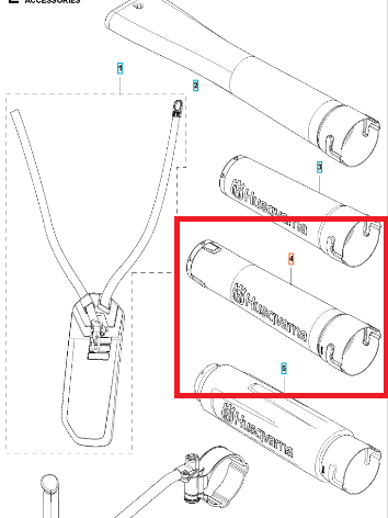 Rura dmuchawy Husqvarna 530iBX w kolorze białym, z wyraźnym logo producenta. Pokazana z boku, w pozycji leżącej. Element o cylindrycznym kształcie, gładkiej fakturze, przeznaczony do montażu w akcesoriach ogrodowych.