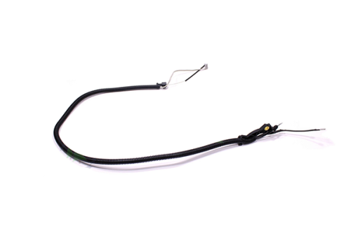 Wiązka sterownicza kosy 343R Husqvarna w kolorze czarnym, wykonana z elastycznego materiału. Produkt prezentowany na prostym, białym tle, leżący poziomo. W zestawie elementy mocujące i przewody elektryczne.