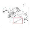 Metalowy napinacz łańcucha pilarki Husqvarna 565/585/572XP/XPG, prostokątny z gwintem, na białym tle, bez napisów i logo, ułatwiający identyfikację funkcji.