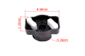 Mocowanie zapadki rozrusznika do kosy Husqvarna 125R, czarne, z białymi elementami. Wymiary: 58 mm (szer.) x 26 mm (wys.) x 32 mm (głęb.). Widok z góry, z otworem w centrum, ukazującym mechanizm mocowania. Tło białe.