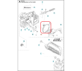 Taśma hamulca pilarki Husqvarna T540 XP/T540 XP II, w kształcie zamkniętej, metalowej obręczy, przeznaczona do montażu w narzędziu. Widoczna z boku, ozdobiona logo Husqvarna. Na białym tle, aby podkreślić detale konstrukcji i materiału.