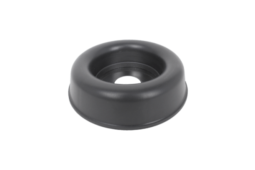 Podstawa dystansowa kos Husqvarna w kolorze czarnym, o okrągłym kształcie. Widok z góry, ukazujący gładką fakturę oraz otwór centralny. Produkt stoi na jednostajnym tle, co podkreśla jego kształt i detale.