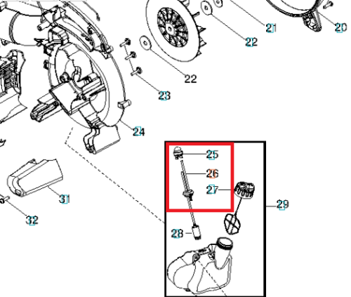 Metalowy, prosty przewód paliwa do dmuchawy Husqvarna 125B/125BVX z dwoma złączami: górnym do pompy i dolnym do zbiornika, długość odpowiednia do urządzenia, widok z boku na białym tle.