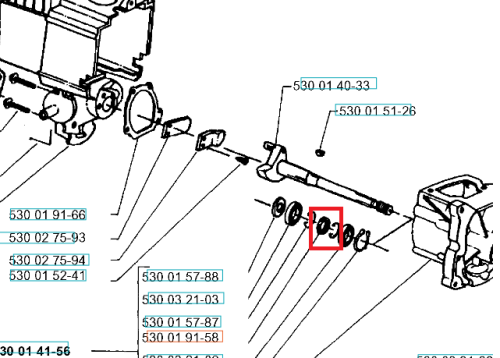 Czarny pierścień uszczelniający dmuchawy 132HBV/kosy 23R Husqvarna, okrągły z rowkami, pokazany na schemacie montażowym w pozycji poziomej, do urządzeń Husqvarna.