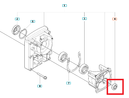 Uszczelnienie dmuchawy 150BT/wykaszarki 253R Husqvarna, widoczne w zbliżeniu, okrągłe, z wyraźnym rowkiem. Produkt umieszczony w prawym dolnym rogu, na białym tle. Element przeznaczony do montażu w urządzeniu, wykonany z materiału sztucznego.
