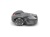 Robot koszący Husqvarna Automower®320 NERA w kolorze ciemnoszarym, widok z boku. Posiada dwa dużymi, metalowymi kołami z wyraźnym wzorem. W górnej części znajdują się przyciski oraz logo Husqvarna. Produkt leży na białym tle.