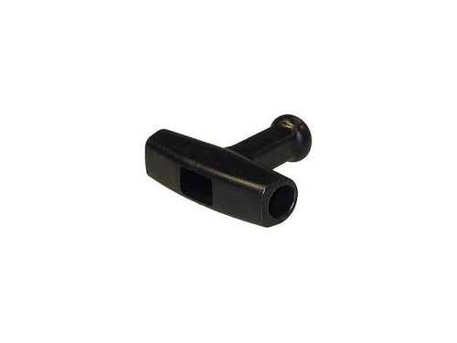 Dźwignia rozrusznika dmuchawy 132HBV/kosy 32R Husqvarna w kolorze czarnym, wykonana z plastiku, o prostokątnym kształcie. Zdjęcie pokazuje produkt w zbliżeniu, stojący na białym tle, uwidaczniając detale mocowania i otworu na końcu dźwigni.