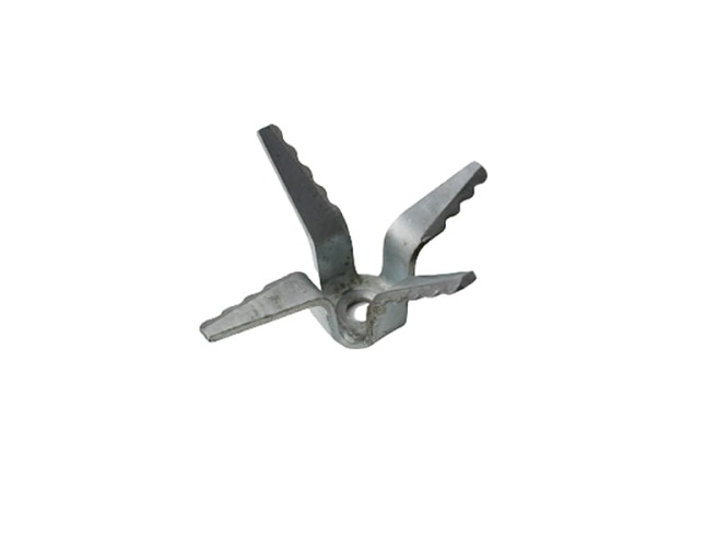 Nóż 4-ostrzowy do dmuchawy 125B/125BV, metaliczny, z ząbkowanymi ostrzami i centralnym otworem montażowym. Wysoka jakość, nowe narzędzie gotowe do użycia.