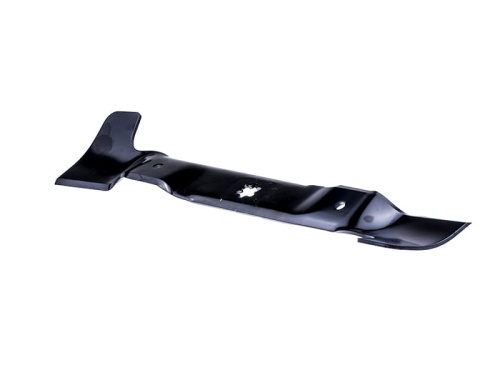 Nóż do traktorka Husqvarna TC 138L P12597RB, długość 50 cm, czarny. Zdjęcie z boku ukazuje prostą powierzchnię, wygięte krawędzie i otwór montażowy na białym tle.