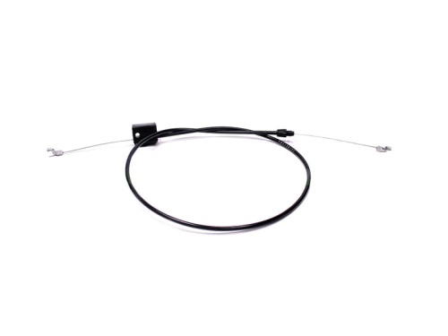 Linka hamulca do kosiarki pchanej McCulloch M51-140 WR, dostępna w kolorze czarnym, z metalowymi końcówkami. Złożona, widoczna od przodu, ma gładką teksturę. Kąt ujęcia ukazuje całą długość linki oraz zamocowanie.