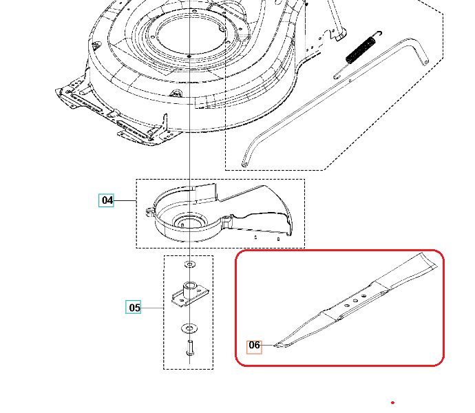 Nóż kosiarki Husqvarna LC 151, 51 cm, metalowy, z prostym ostrzem i trzema otworami montażowymi, widok frontalny na białym tle, z detalami ułatwiającymi montaż.