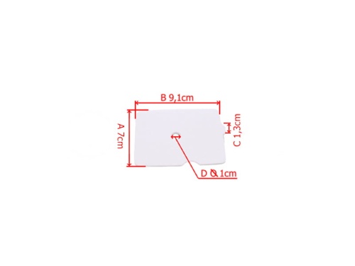 Filtr powietrza dmuchawy Husqvarna 525BX, prostokątny, biały. Z widocznym otworem w środku, wymiary 9,1 cm x 7 cm x 1,3 cm. Ujęcie frontalne, na jednolitym tle. Produkt nowy, bez zniszczeń.
