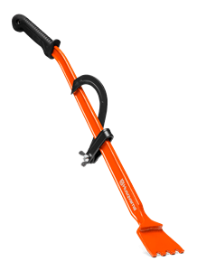 Dźwignia do pni z obracakiem 80 cm Husqvarna, w kolorze pomarańczowym, z czarną, ergonomicznie wyprofilowaną rączką. Stojąca, z metalowym zakończeniem u dołu, przeznaczona do podnoszenia i usuwania pni drzew.