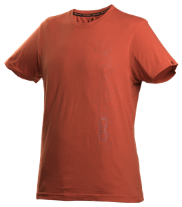 Czerwony T-shirt Husqvarna Xplorer unisex, wykonany z miękkiego materiału bawełnianego. Widoczny delikatny nadruk na przodzie. Prezentowany w pozycji stojącej na białym tle, z klasycznym okrągłym dekoltem i krótkimi rękawami.