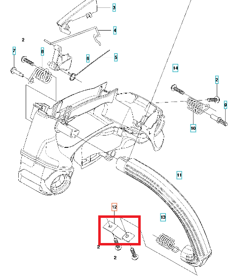 Łącznik uchwytu pilarki Husqvarna T435, czarny element plastikowy, z wyraźnymi otworami montażowymi, o prostokątnym kształcie. Widoczny detal w zbliżeniu, umieszczony na białym tle, ukazuje teksturę materiału oraz miejsca przyłączenia.