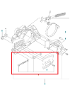 Zestaw napinacza łańcucha pilarki Husqvarna 130, widok boczny pokazujący mechanizm i osłonę w kolorze czarnym i metalicznym, bez napisów, z kluczowymi częściami do montażu.