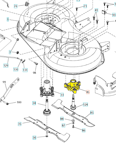 Metaliczny adapter noża do traktorów Husqvarna TC138/TC342 na białym tle, pokazujący mocowania, kręcone detale i mechanizm łączący z nożem.