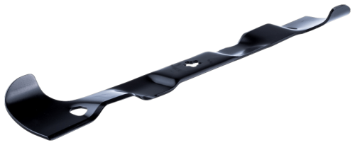 Nóż lewy do traktorka Husqvarna TC142/TC242, 54 cm, czarny. Wydłużony, płaski z wycięciami dla skutecznego cięcia. Na jednolitym tle, widoczne mocowanie, brak napisów i zdobień.