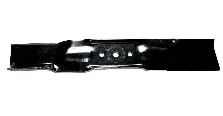 Nóż do kosiarki TORO o długości 47,6 cm w kolorze czarnym, wykonany z metalu, prostokątny z wycięciami. Ujęcie frontalne, leżący na płaskiej powierzchni. Widać otwory montażowe i zaokrąglone krawędzie, gotowy do użycia w kosiarkach.