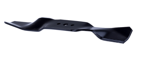 Nóż do rider Husqvarna R418Ts/R418Ts AWD, o zwartej, błyszczącej powierzchni, z trzema otworami montażowymi. Produkt leży poziomo na białym tle, ukazując swój aerodynamiczny kształt i wytrzymały materiał.