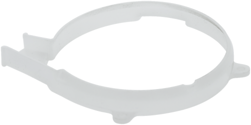 Przejrzysta osłona sprężyny rozrusznika do pilarki Husqvarna 254, 257, z tworzywa sztucznego, okrągła z dwoma mocowaniami, gładka, na białym tle, chroni sprężynę rozrusznika.