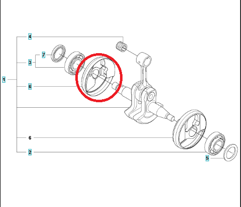 Pokrywa wału korbowego do pilarki Husqvarna 550XP, przedstawiona w zbliżeniu. Element metalowy o okrągłym kształcie, z wyraźnymi detalami i wyżłobieniami. Miejsce montażu dobrze widoczne, z otworami na mocowanie. Tło proste, białe.
