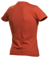 Pomarańczowy damski T-shirt Husqvarna Xplorer, krótki rękaw, lekko dopasowany, z tyłu widoczny. Gładki materiał, szwy, okrągły dekolt. Idealny na co dzień i aktywność na świeżym powietrzu.